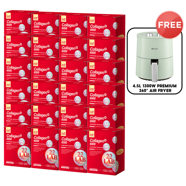 M2 22Lab Super Collagen Drink 8s x 24 Boxes + FREE 4.5L 1300W Premium 360° Air Fryer