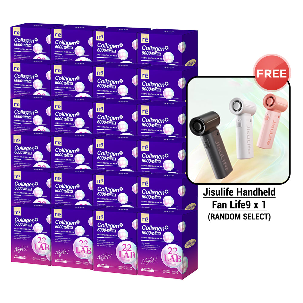 【Flash Sale】M2 22 Lab Super Collagen Night Drink + GABA 8s x 24 Boxes + Free Jisulife Handheld Fan Life9 x 1 (Random Select)