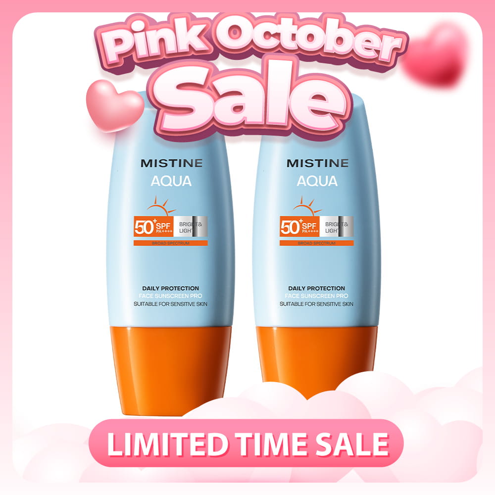 【Bundle of 2】Mistine Aqua Base Daily Protection Bright & Light Face Sunscreen Pro SPF50+ Pa++++ 40ml