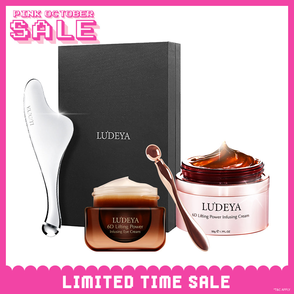 Ludeya 6D Lifting Power Infusing Eye Cream 15ml +Micro Current Firming And Lifting Beauty Instrument + 6D Lifting Power Infusing Cream 50g