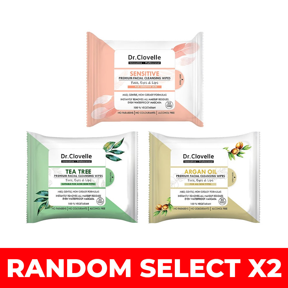 🎁 【Gift】Dr Clovelle Premium Facial Cleansing Wipes 30s x 2 (Random Select) (100% off)
