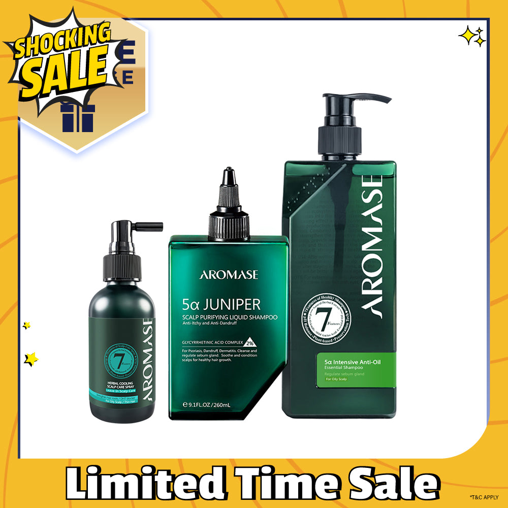 【Bundle of 3】AROMASE Oily Scalp 3-Step Set (Large)