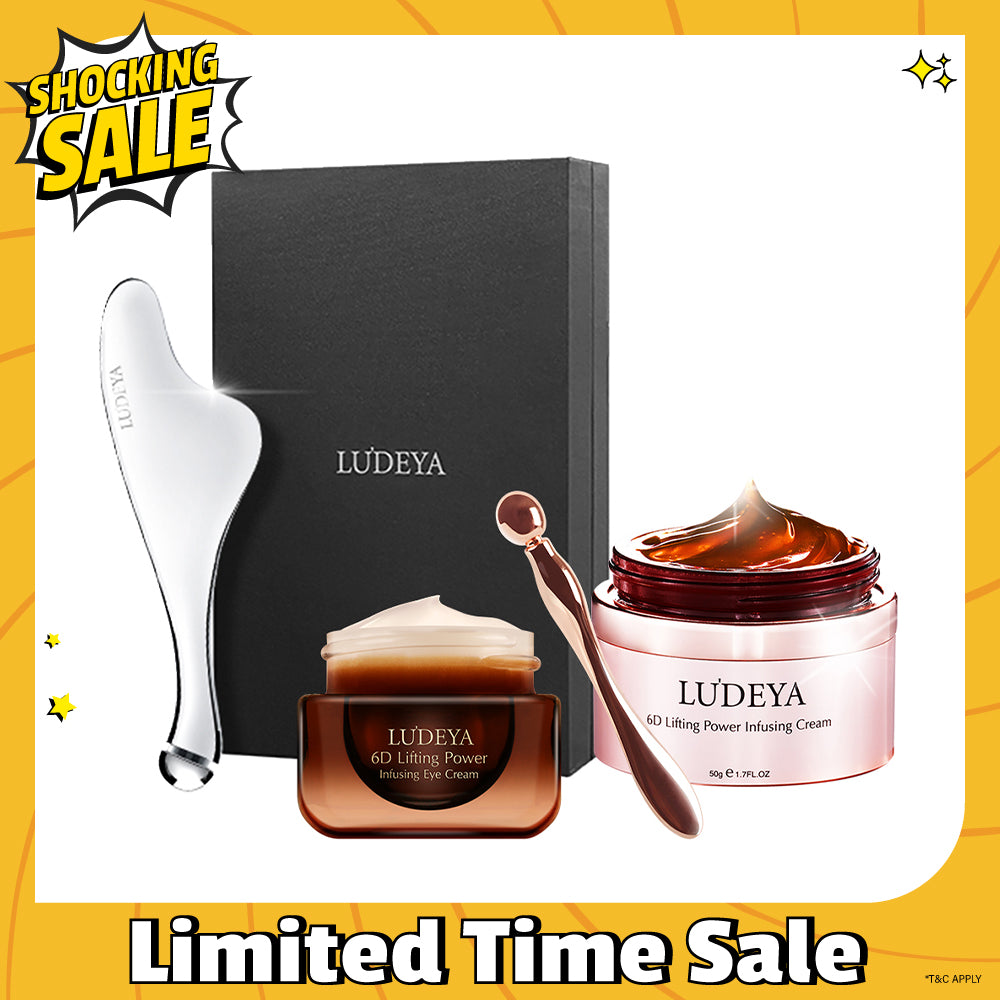 Ludeya 6D Lifting Power Infusing Eye Cream 15ml +Micro Current Firming And Lifting Beauty Instrument + 6D Lifting Power Infusing Cream 50g