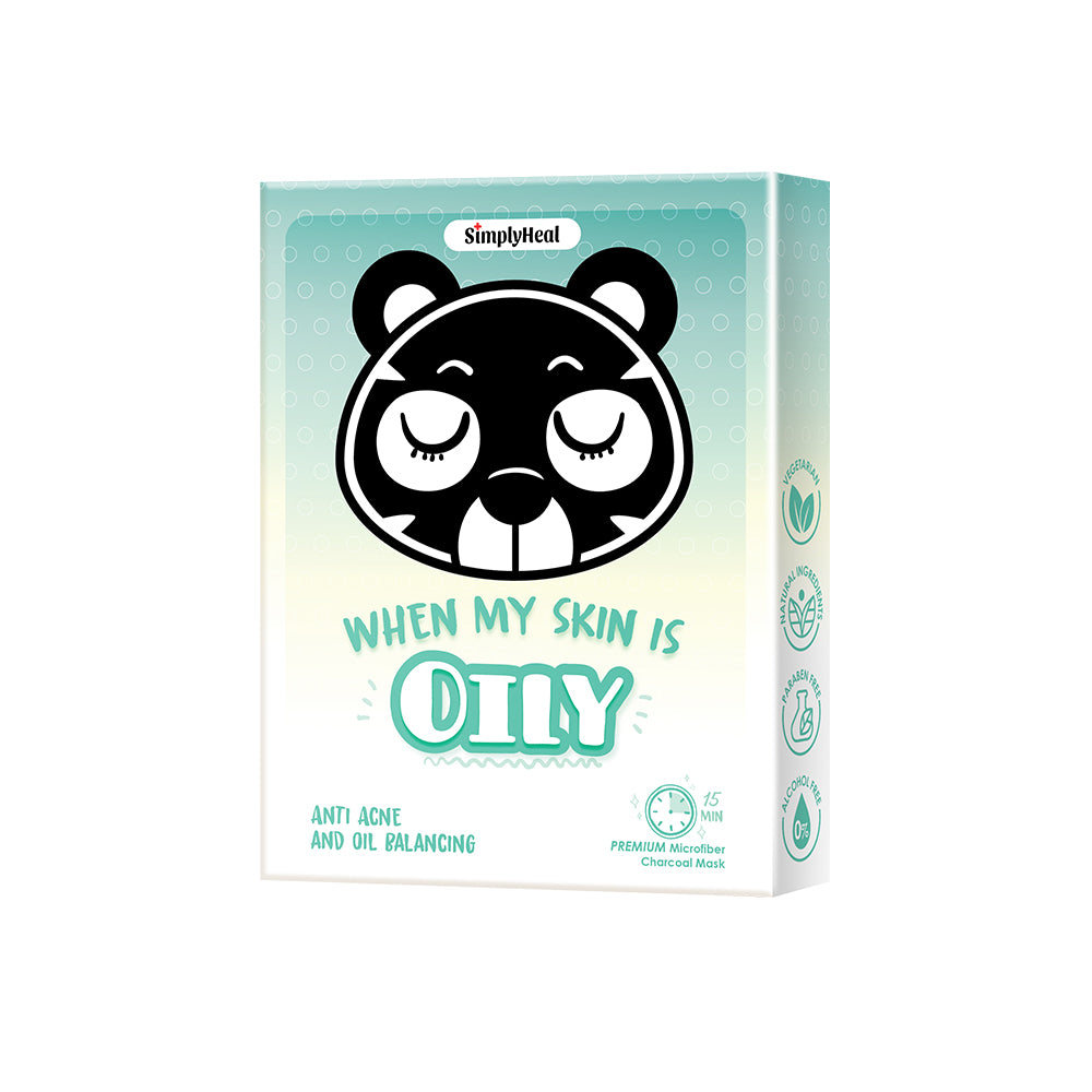 SimplyHeal When My Skin Is Oily Anti Acne & Oil Balancing Premium Charcoal Mask 5s