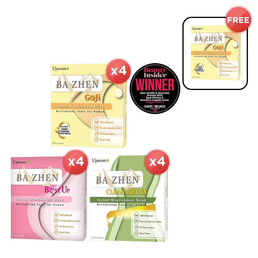 【Bundle Of 4】Ujuwon Ba Zhen Taiwan Instant Nourishment Drink + Free Goji Instant Nourishment Drink 8s × 1 box