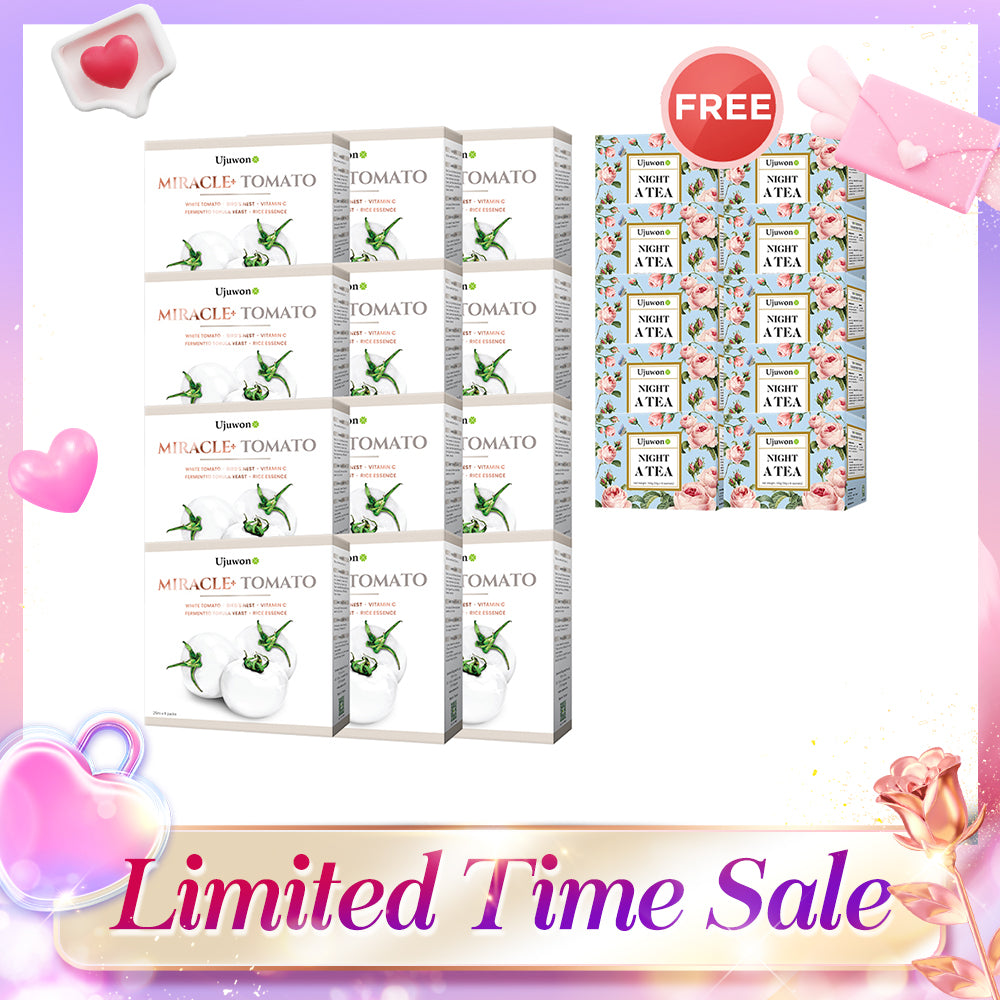 Ujuwon Miracle+ Tomato Skin Booster 8s x 12 Boxes FREE Night A Tea 10s x 10 Boxes