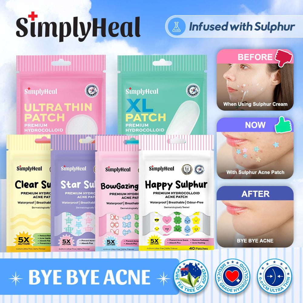 SimplyHeal Sulphur Patch | Day & Night Premium Hydrocolloid Acne Patch | Pimples Treatment with Sulphur, Cica & Tea Tree Oil