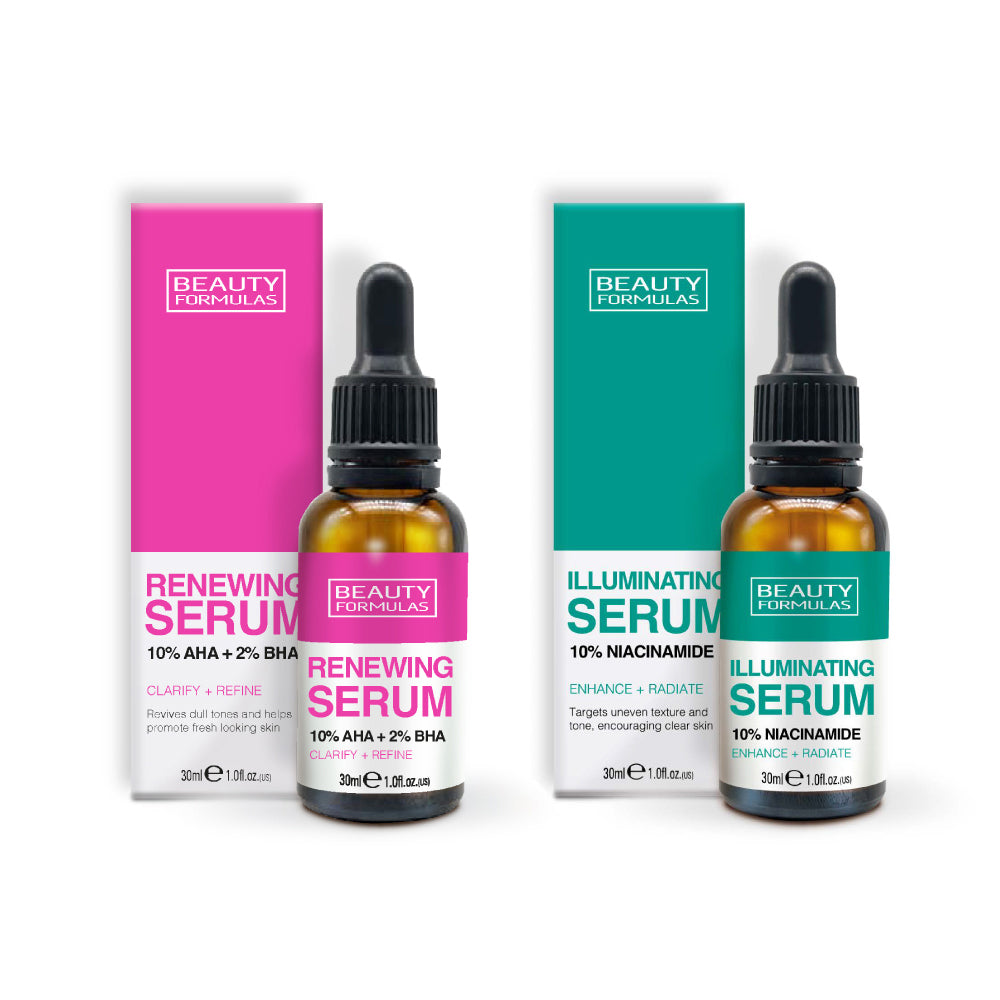 【Gift】Beauty Formulas Renewing Serum 10% AHA + 2% BHA 30ml + Beauty Formulas Illuminating Serum 10% Niacinamide 30ml
