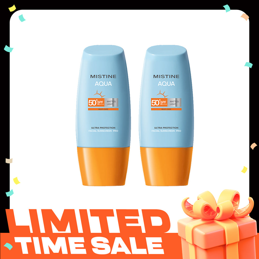 【Bundle of 2】Mistine Aqua Base Ultra Protection Matte & Light Facial Sunscreen Pro SPF50 PA ++++ 40ml x 2 Bottles