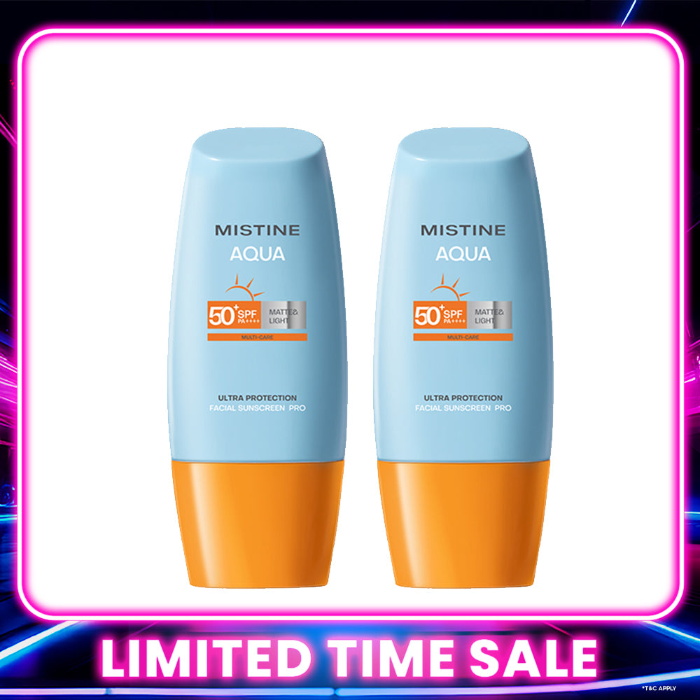 【Bundle of 2】Mistine Aqua Base Ultra Protection Matte & Light Facial Sunscreen Pro SPF50 PA ++++ 40ml x 2 Bottles