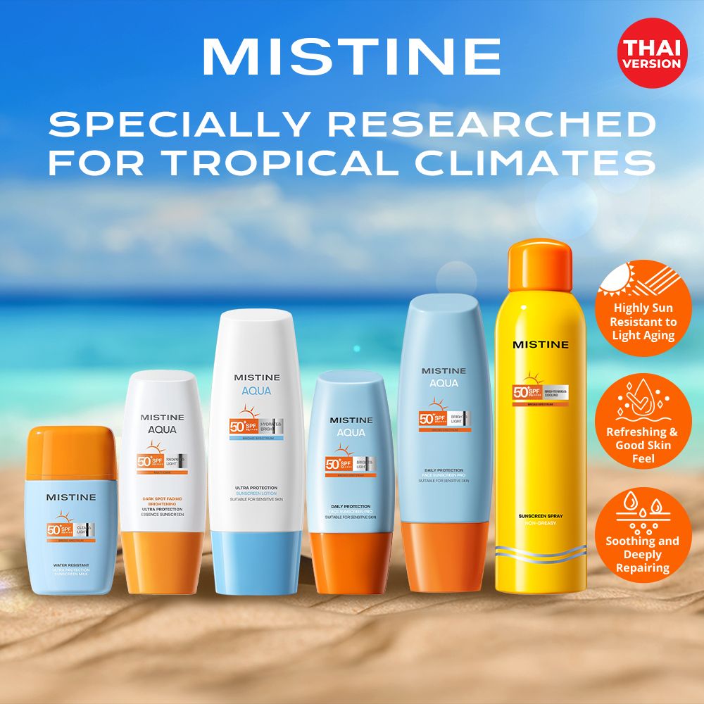 Mistine Aqua Base Ultra Protection Suncreen SPF50 PA++++(Facial/Face&Body/Spray/Shake/Dark Spot Fading)