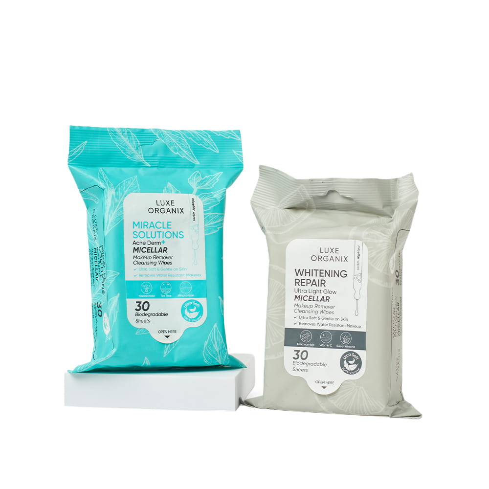 LUXE ORGANIX Micellar Makeup Remover Cleansing Wipes 30s | Ultra Soft | Gentle on Skin | Removes Water Resistant Make Up