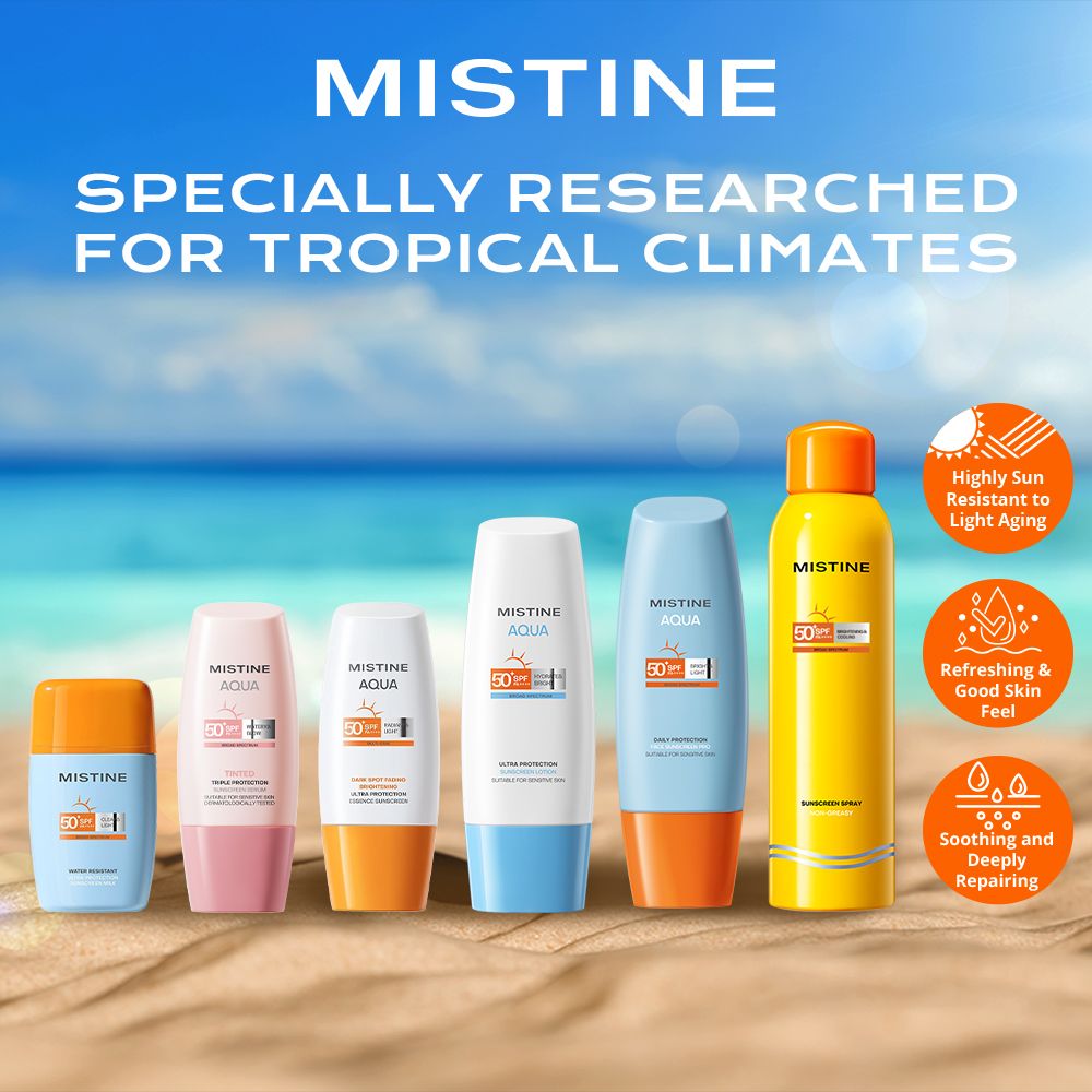 Mistine Aqua Base Ultra Protection Suncreen SPF50 PA++++ (Facial/Face&Body/Spray/Shake/Dark Spot Fading/Tinted) Halal
