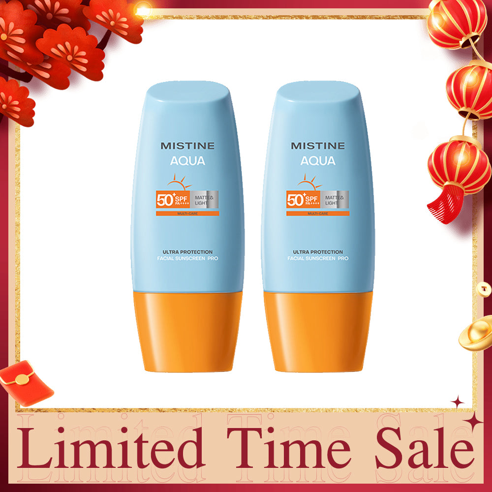 【Bundle of 2】Mistine Aqua Base Ultra Protection Matte & Light Facial Sunscreen Pro SPF50 PA ++++ 40ml x 2 Bottles