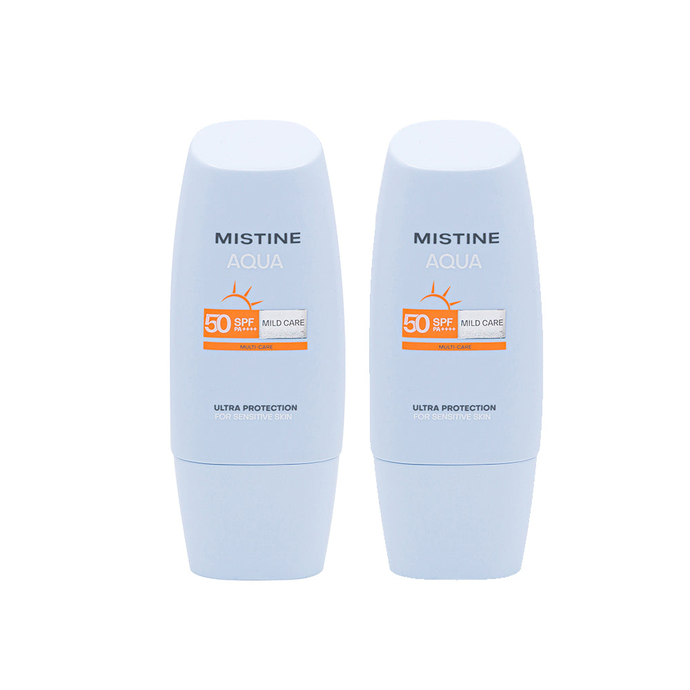 【Bundle of 2】Mistine Aqua Base Ultra Protection Mild Care Facial Sunscreen Cream SPF50 PA++++ 40ml x 2 Bottles