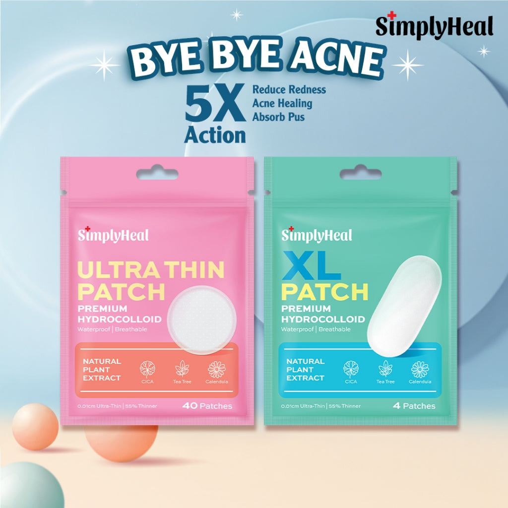 SimplyHeal Premium Hydrocolloid Acne Patch With Tea Tree Oil - Ultra Thin 40 patches / XL 4 patches