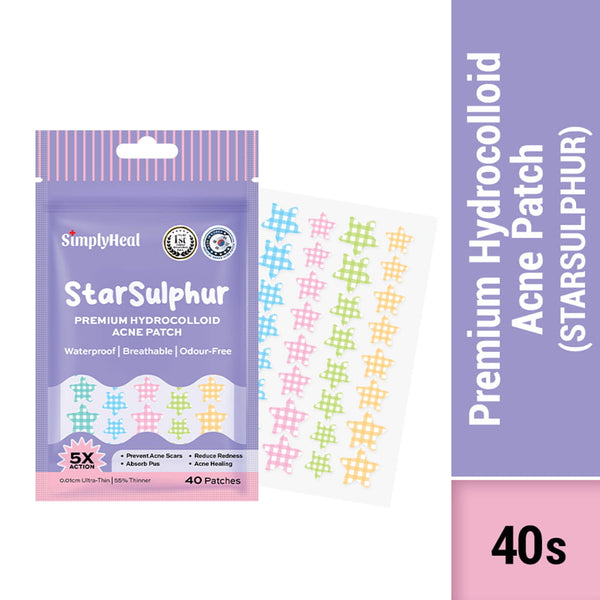 SimplyHeal Sulphur Patch | Day & Night Premium Hydrocolloid Acne Patch | Pimples Treatment with Sulphur, Cica & Tea Tree Oil