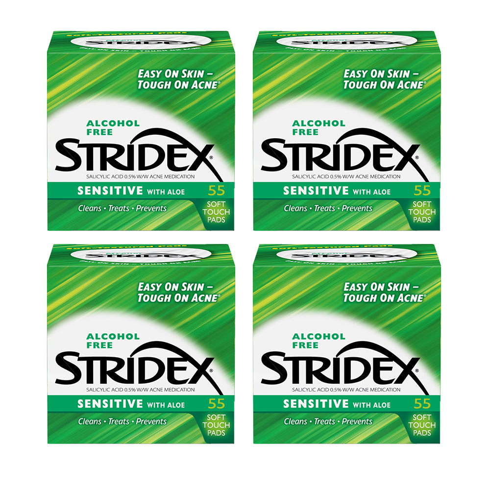 Stridex Acne Control Pads with Salicylic Acid (Sensitive) 55s x 4 Boxes