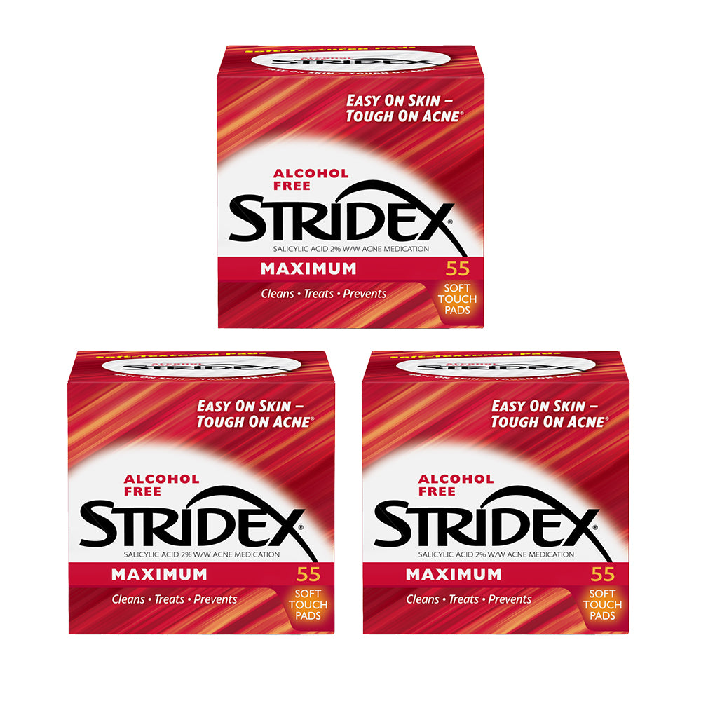 Stridex Acne Control Pads with Salicylic Acid (Maximum) 55s x 3 Boxes