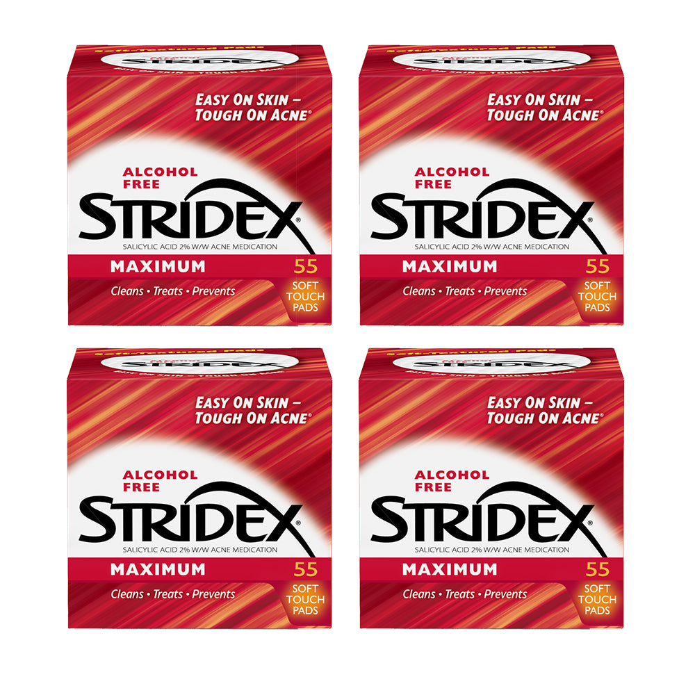 Stridex Acne Control Pads with Salicylic Acid (Maximum) 55s x 4 Boxes