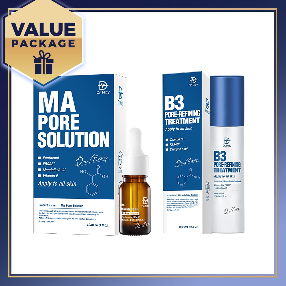 Dr May MA Pore Solution Smart Mandelic Acid Rejuvenating Essence 10ml + B3 Pore-Refining Treatment 125ml