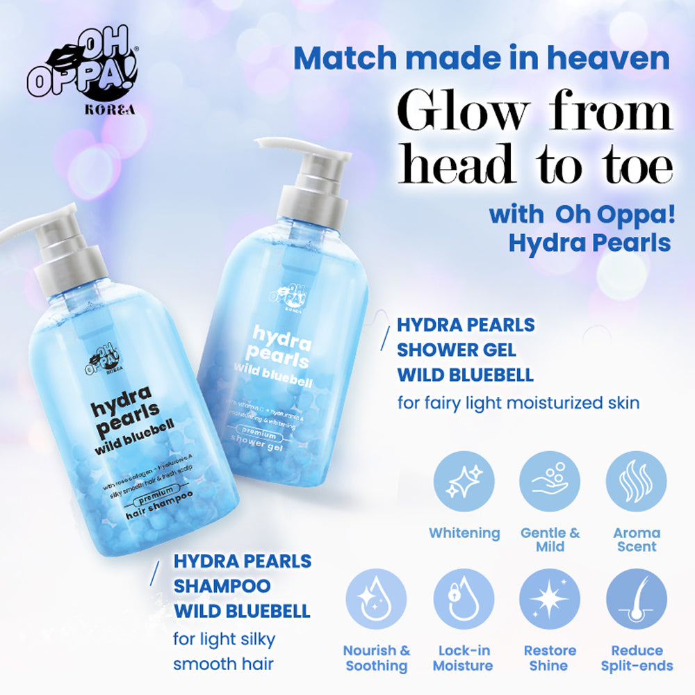 Oh Oppa Hydra Pearls Wild Bluebell Shower Gel 500ml / Hair Shampoo 500ml