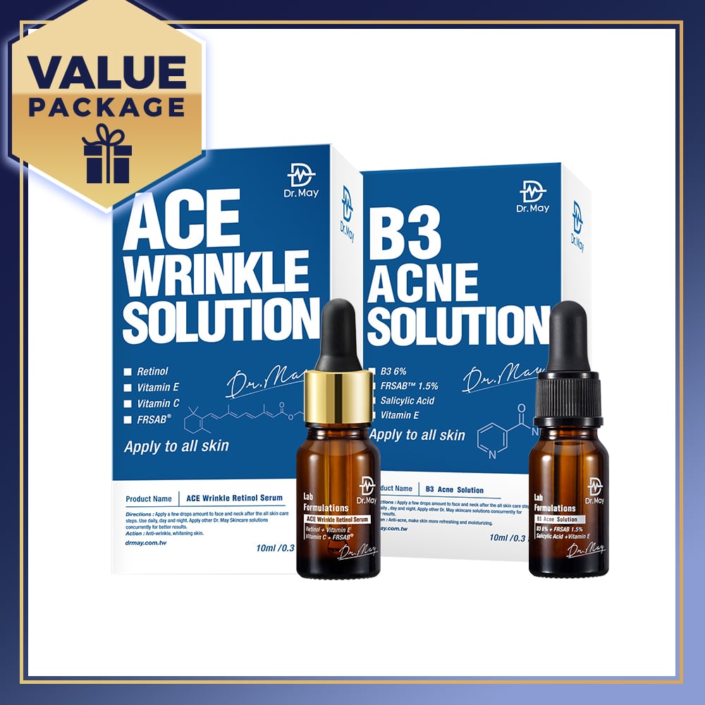 Dr May Ace Wrinkle Solution 10ml + B3 Acne Solution Serum 10ml