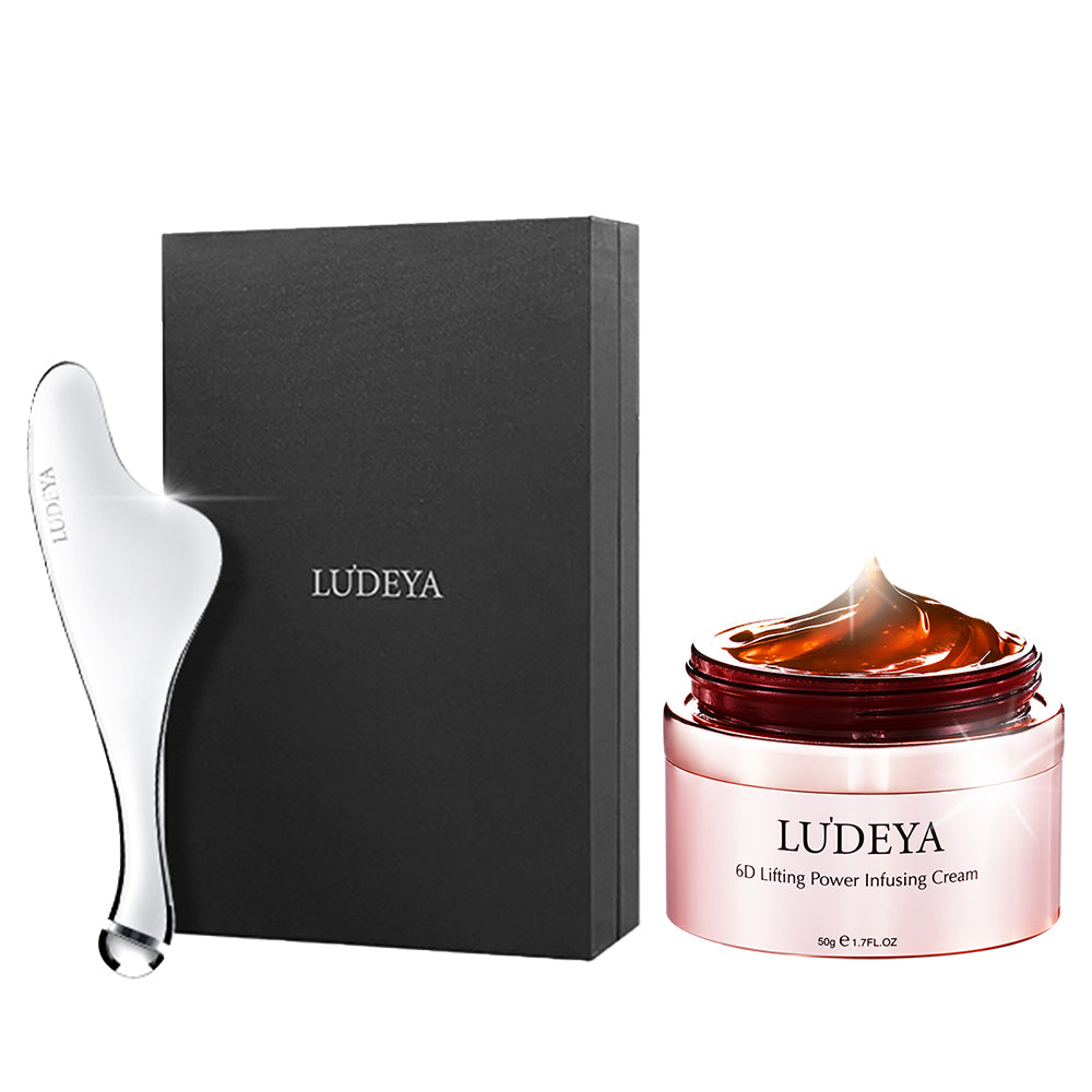 Ludeya 2nd Generation Microcurrent Lifting Massaging Poller + 6D Lifting Power Infusing Cream 50g