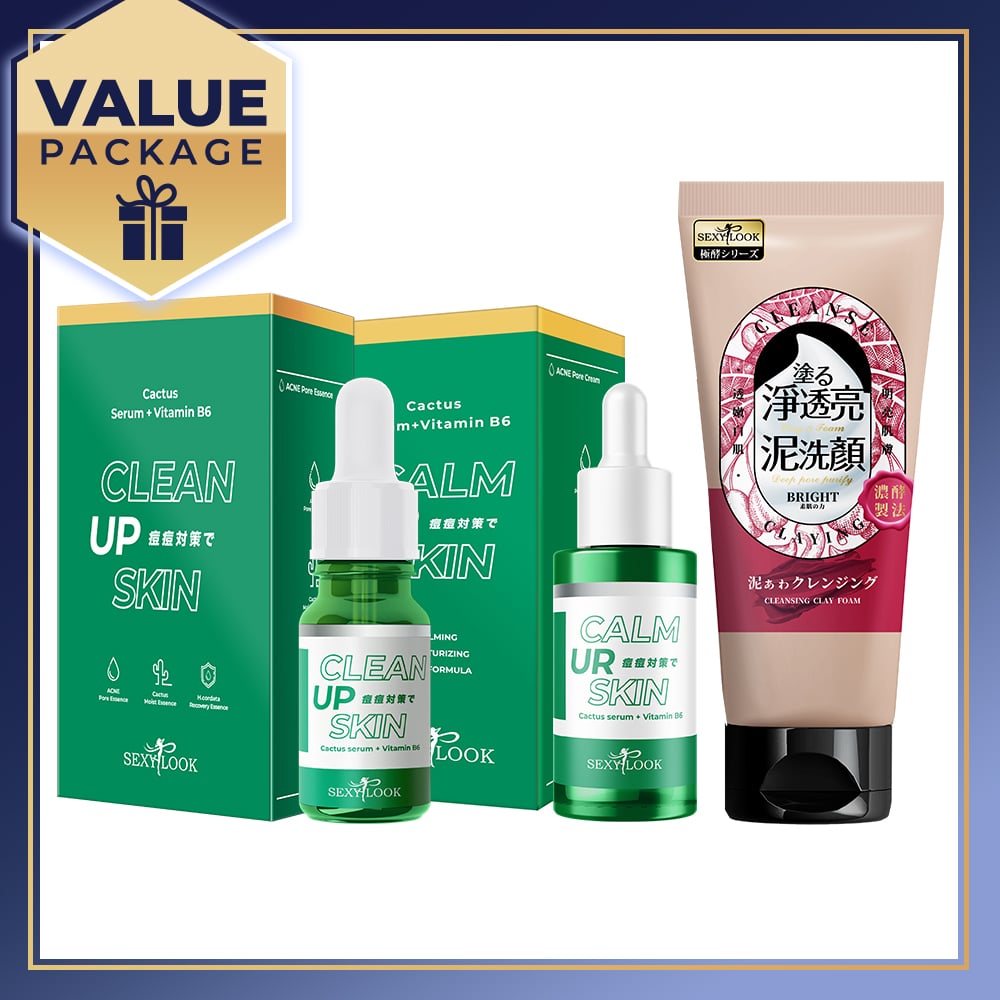 Sexylook Acne Pore Cream + Vitamin B6 30ml +  Anti Acne Serum 10ml + Bright Cleansing Clay Foam 150ml